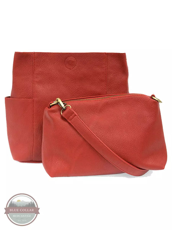 Joy Susan L8089 Kayleigh Side Pocket Bucket Bag with Crossbody Bag Red Full View