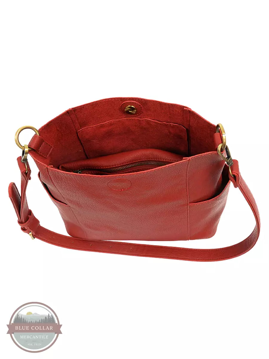 Joy Susan L8089 Kayleigh Side Pocket Bucket Bag with Crossbody Bag Red Inside View