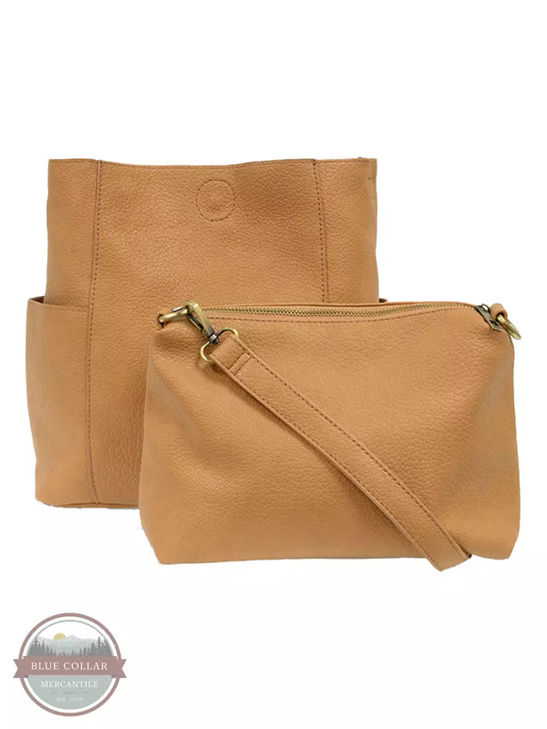 Joy Susan L8089 Kayleigh Side Pocket Bucket Bag with Crossbody Bag Warm Tan Full View