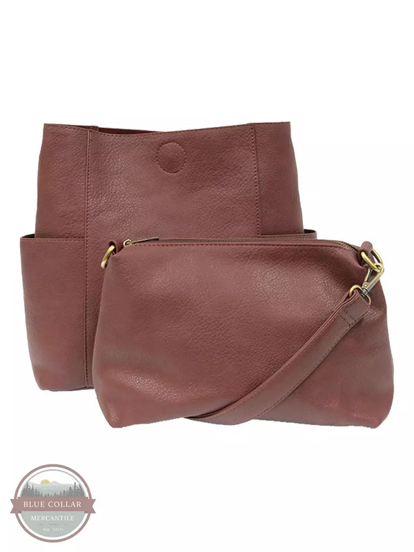 Joy Susan L8089 Kayleigh Side Pocket Bucket Bag with Crossbody Bag Plum Full View