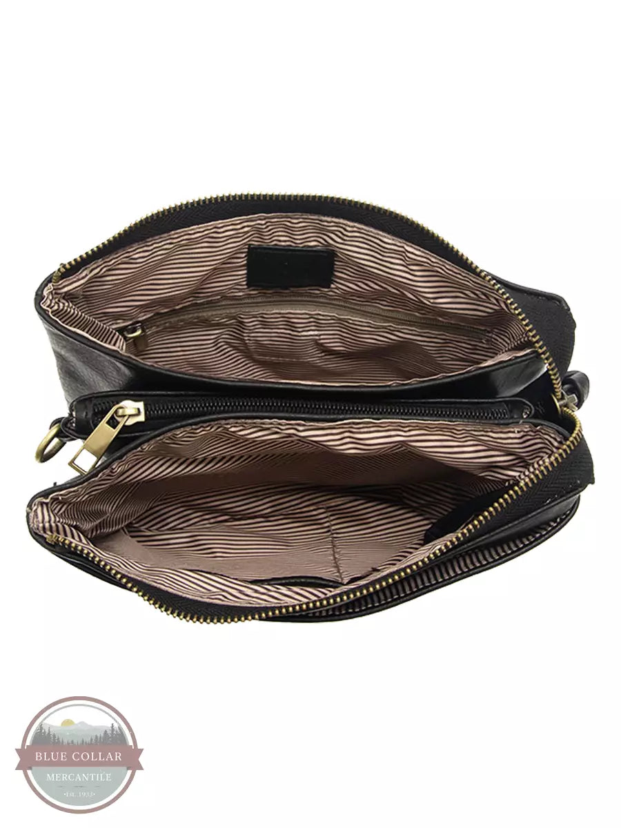 Joy Susan L8159 Piper Multi Pocket Crossbody Bag Black Inside View