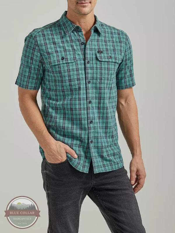 Lee 112331577 Extreme Motion All Purpose Short Sleeve Shirt in Monaco Plaid Front View