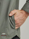 Lee 112331594 Workwear Solid Long Sleeve Overshirt in Fort Green Pocket Detail