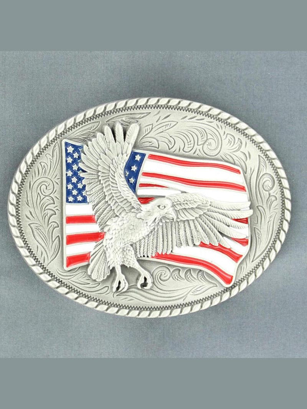 M & F 37936 Nocona American Eagle Buckle in Silver Front View