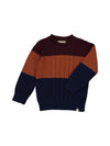 Me & Henry HB997A Chunky Sweater in Maroon/Rust/Navy Front View