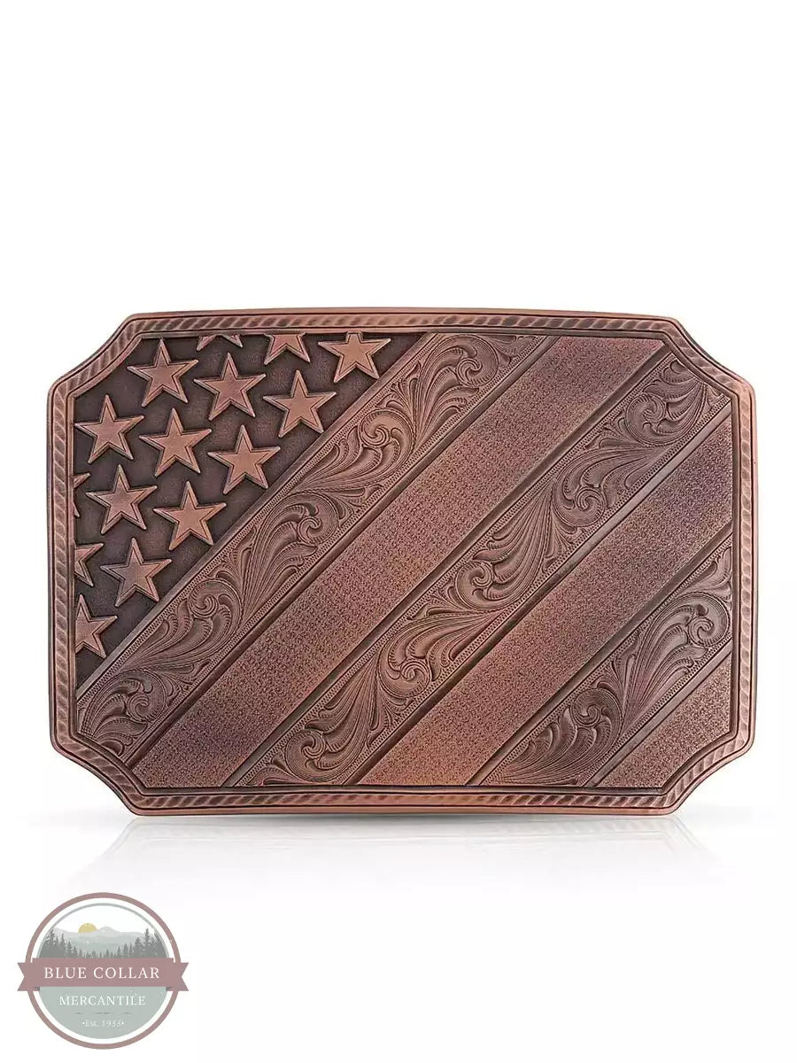 Montana Silversmiths 46100BLB Faded Glory Flag Buckle Front View