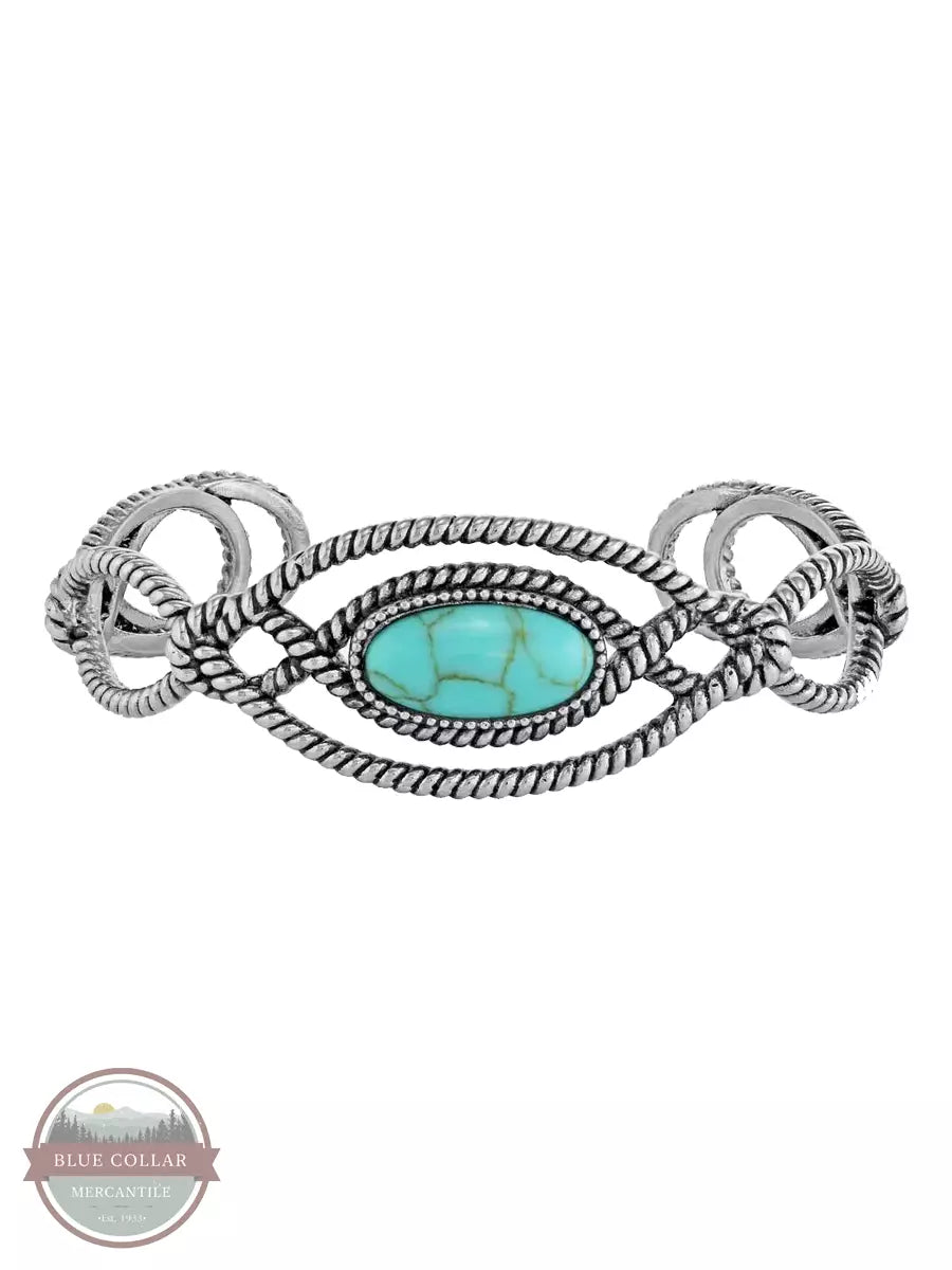 Montana Silversmiths BC5468 Bowline Knot Turquoise Cuff Bracelet Front View