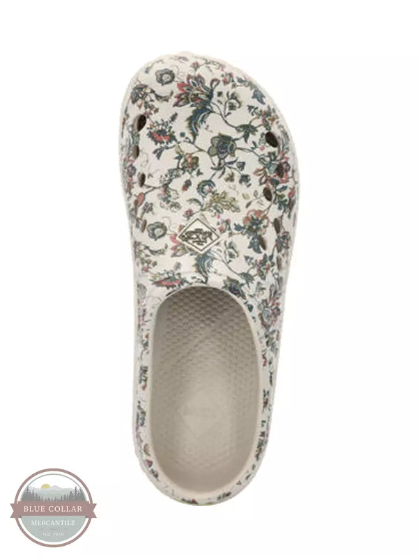 Muck MLCW1FLR Muckster Lite Clog in White with a Flower Print Top View