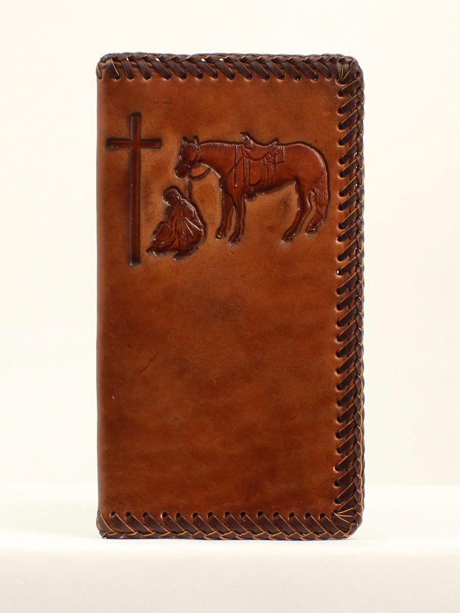 Nocona N5413808 Leather Wallet with Cowboy Prayer Motif
