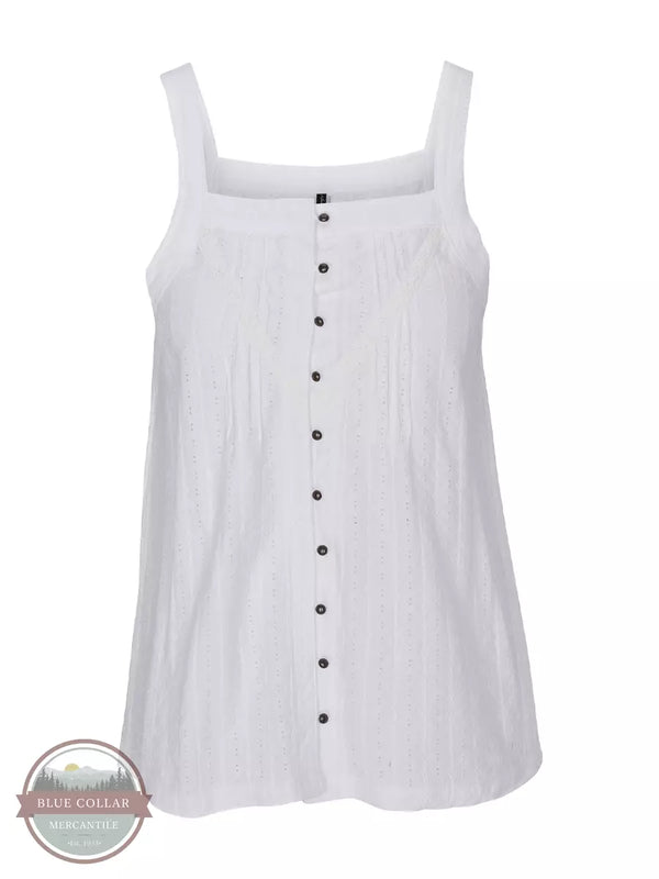 North River NRL1346 Jacquard Knit Button Front Camisole White Front View