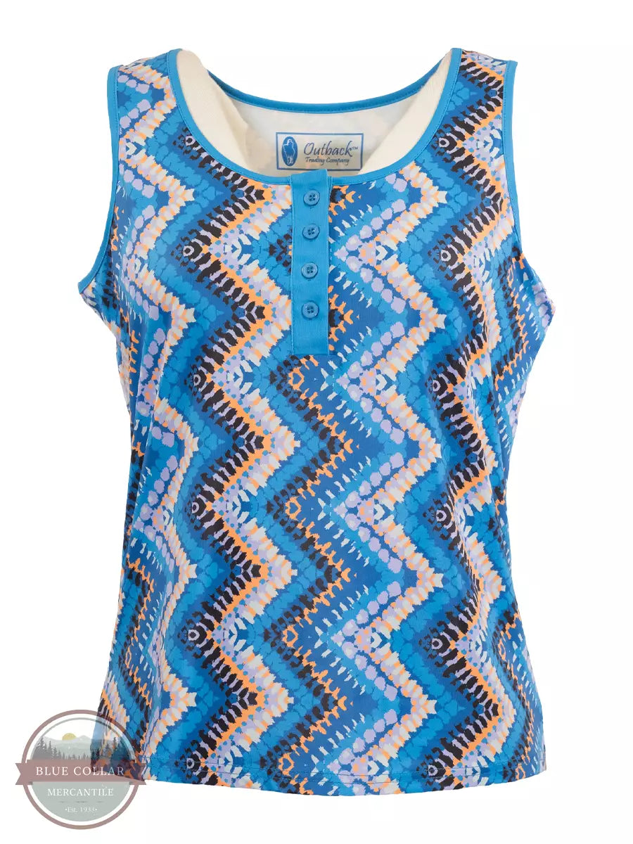 Outback Trading 30380-BLU Mila Tank Top in Blue Front View
