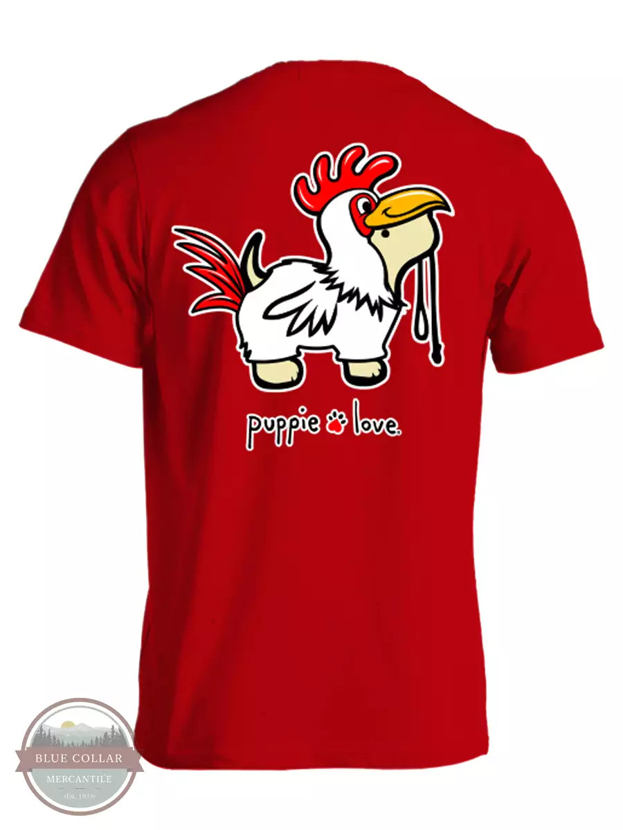 Puppie Love SPL1239 Rooster Pup Short Sleeve T-Shirt in Red Back View