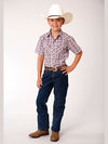 Roper 01-031-0101-4028 WH Karman Classics Boys Plaid Western Snap Short Sleeve Shirt Full View