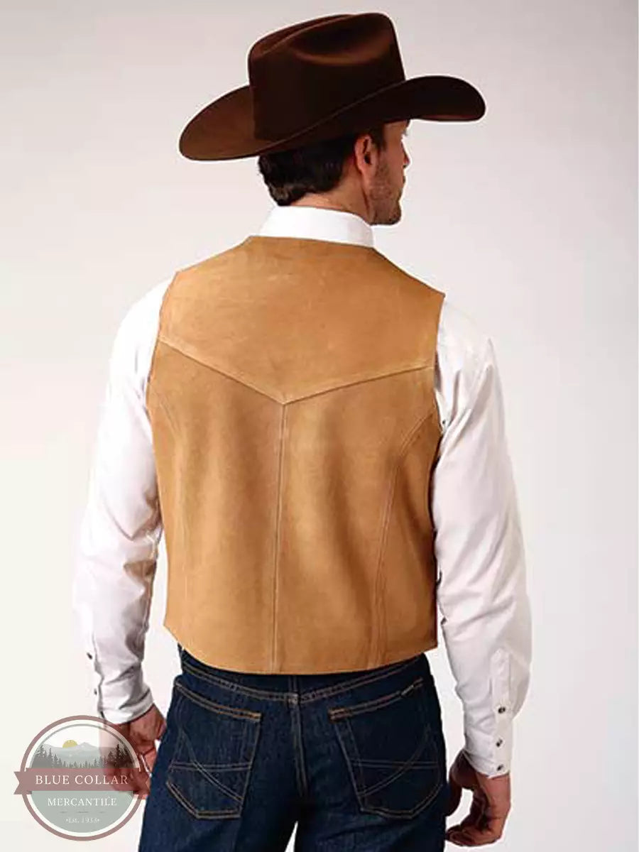 Roper 02-075-0500-0811 BR Light Sand Brown Suede Vest in Tall Sizes Back View