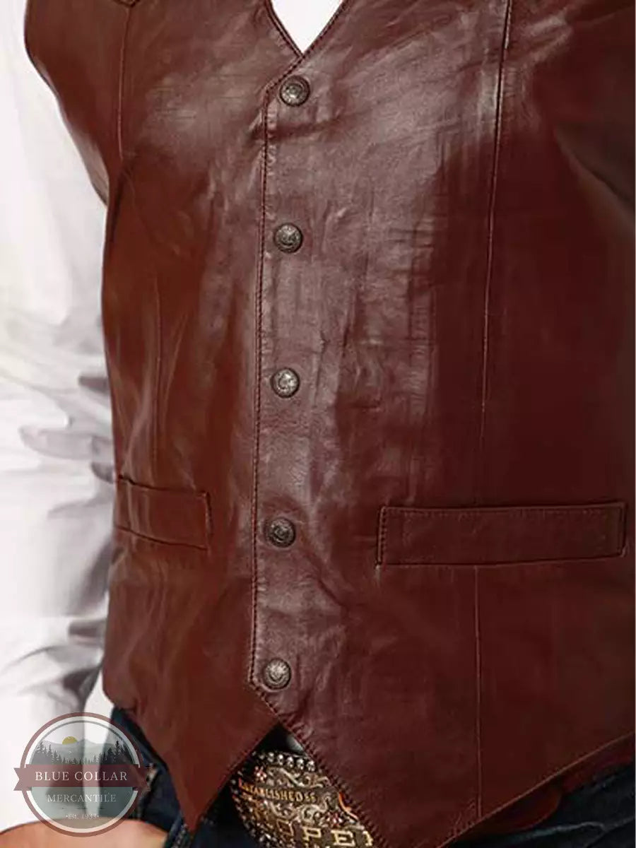 Roper 02-075-0520-0801 BR Dark Brown Leather Vest in Tall Sizes Detail View