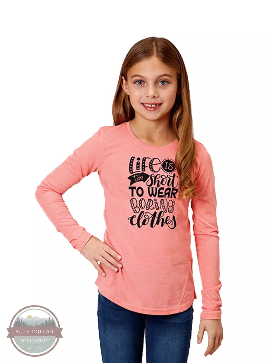 Roper 03-009-0513-6091 PI Long Sleeve Boring Clothes T-Shirt in Pink Front View