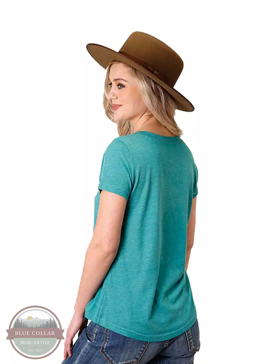 Roper 03-039-0513-0192 BU Small Town Proud Short Sleeve T-Shirt in Turquoise Back View