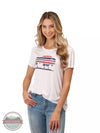 Roper 03-039-0514-2049 WH Americana Buffalo T-Shirt in White Front View