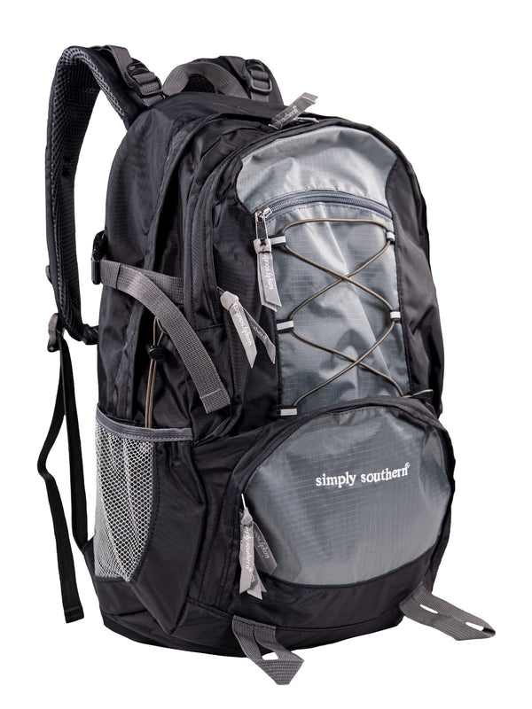 Simply Southern 0222-BACKPACK-GRAY Backpack in Black and Gray Front View