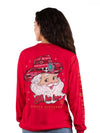  Simply Southern LS-COWBOYSANTA-RED Cowboy Santa Long Sleeve T-Shirt in Red Back Model View
