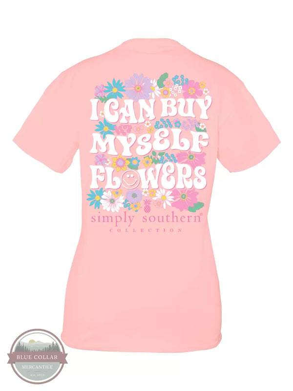 Simply Southern SS-FLOWERS-LOTUS I Can Buy Myself Flowers Short Sleeve T-Shirt in Pink Back Detail View