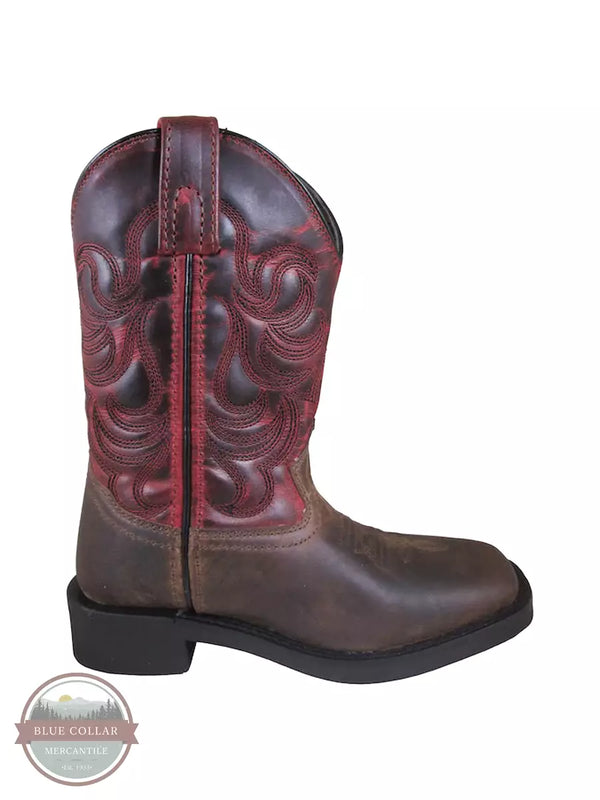 Smoky Mountain 3223Y Youth's Tuscon Western Boot in Brown/Dark Red Side View