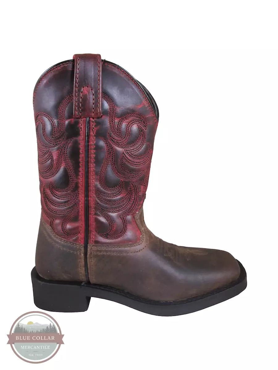 Smoky Mountain 3223C Child's Tuscon Western Boot in Brown/Dark Red Side View