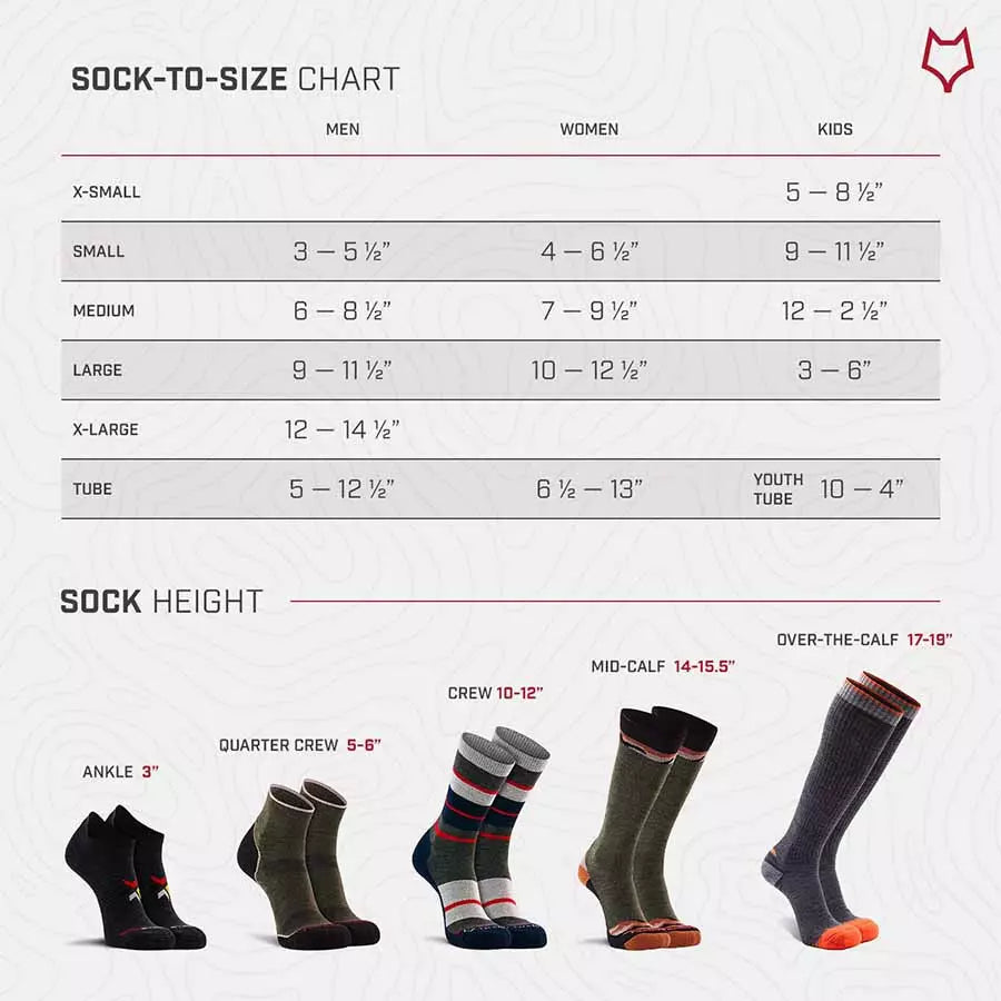 Fox River 2389 Norsk Heavyweight Crew Socks Size Chart