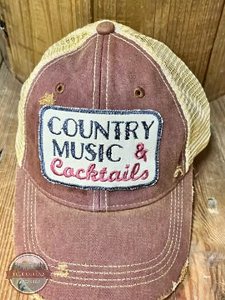 The Goat Stock Country Music & Cocktails Cap in Maroon Front View