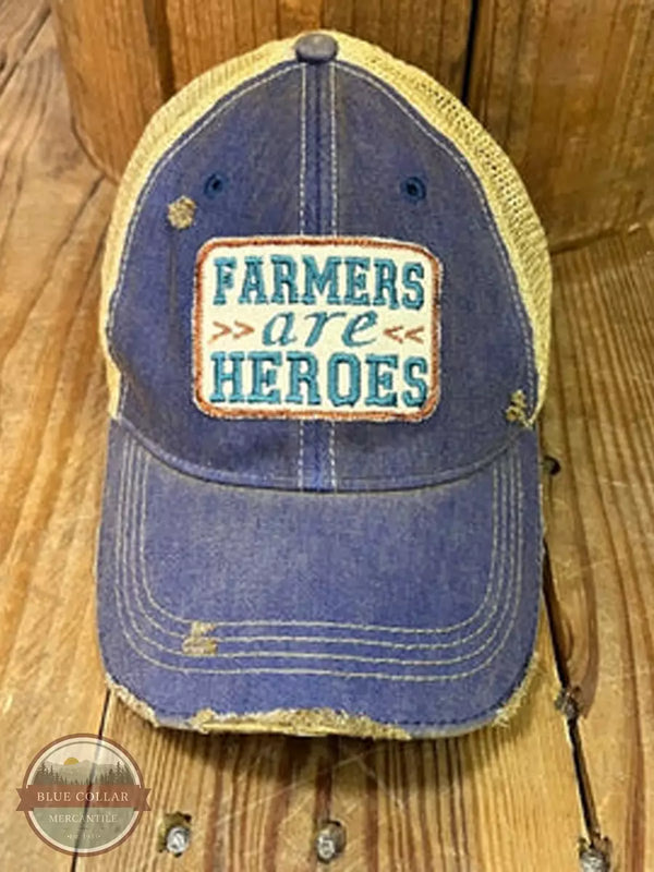 The Goat Stock Farmers Are Heroes Cap in Navy Front View