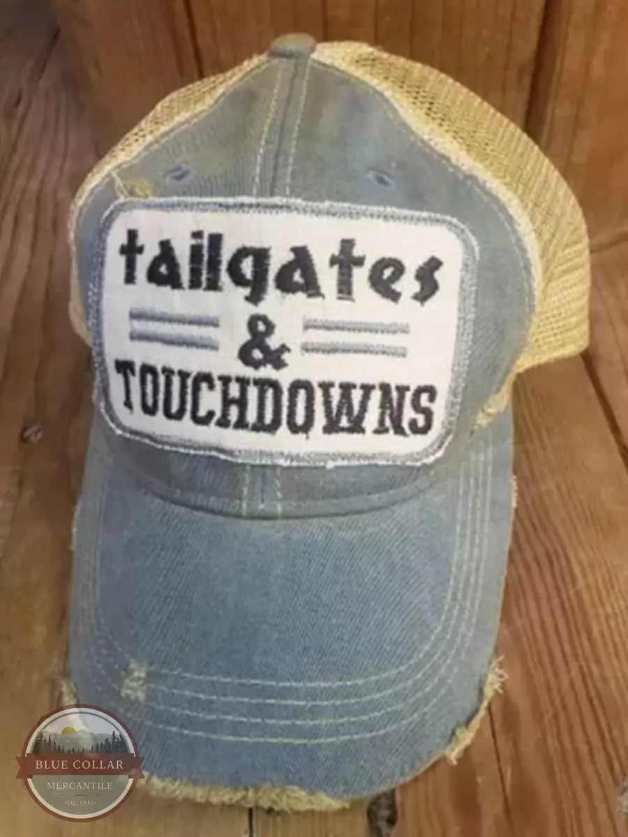 The Goat Stock Tailgates & Touchdowns Cap in Sky Front View