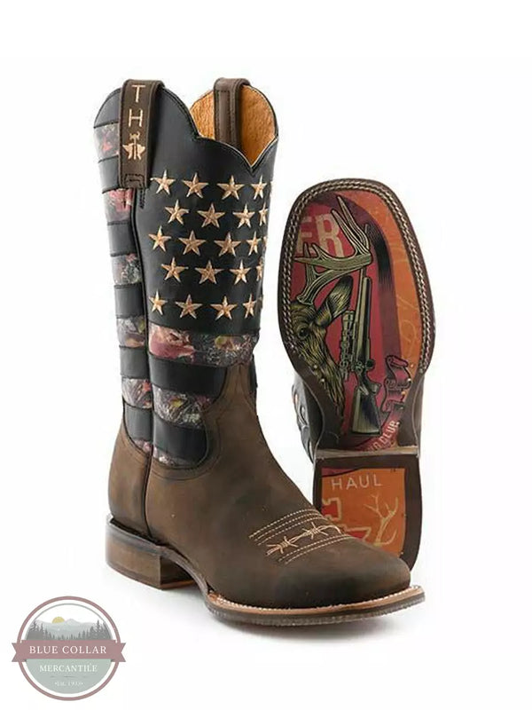 Tin Haul 14-020-0077-0470 BR Open Season Western Boot with Deer Hunter Sole Pair Sole View