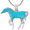 Turquoise Factory P3049-SM Horse Pendant Sterling Silver & Turquoise or Gemstone Necklace-C05B-Turquoise