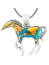 Turquoise Factory P3049-SM Horse Pendant Sterling Silver & Turquoise or Gemstone Necklace Spiny Turquoise