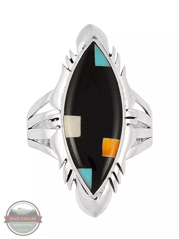 Turquoise Factory R2023-C11 Sterling Silver Black Shell Ring Front View