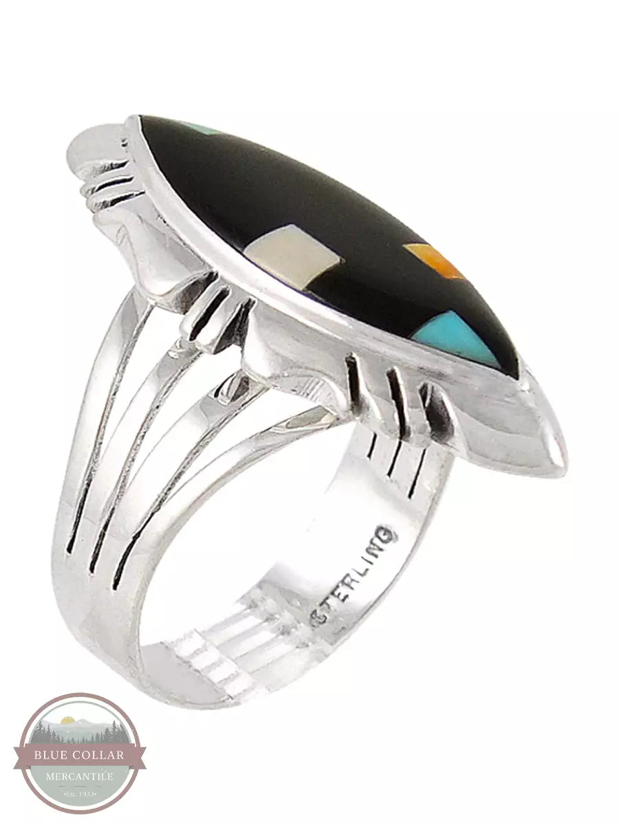 Turquoise Factory R2023-C11 Sterling Silver Black Shell Ring Profile View