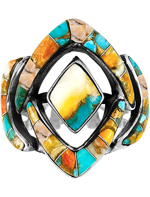 Turquoise Factory R2040-C89 Spiny Turquoise Ring in Sterling Silver Top View