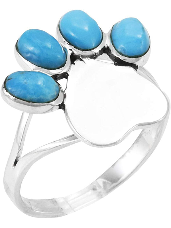 Turquoise Factory R2473-C75 Paw Heart Turquoise Ring in Sterling Silver Profile View