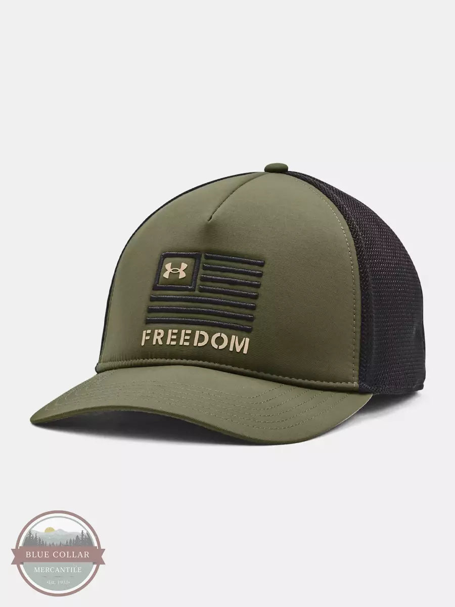 Under Armour 1351640 Freedom Trucker Cap Green/Black Profile View
