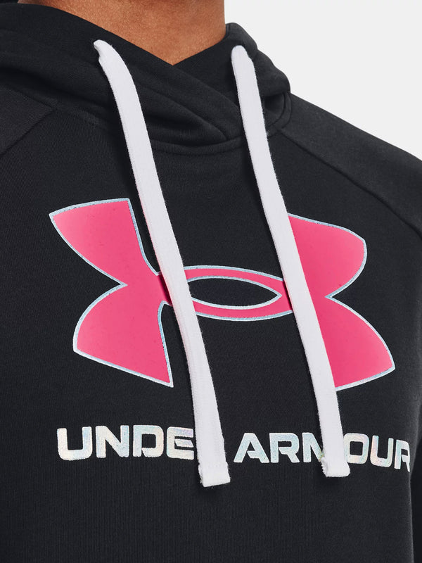 Under Armour Black Pink Logo Long Sleeve Hoodie Sweatshirt Women