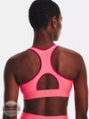 Under Armour 1373865-683 Mid Padless Sports Bra in Pink Shock Small Back View