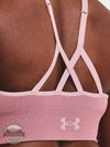 Under Armour 1373870-697 Seamless Low Longline Rib Sports Bra in Pink Elixir/Pink Sugar Back Detail