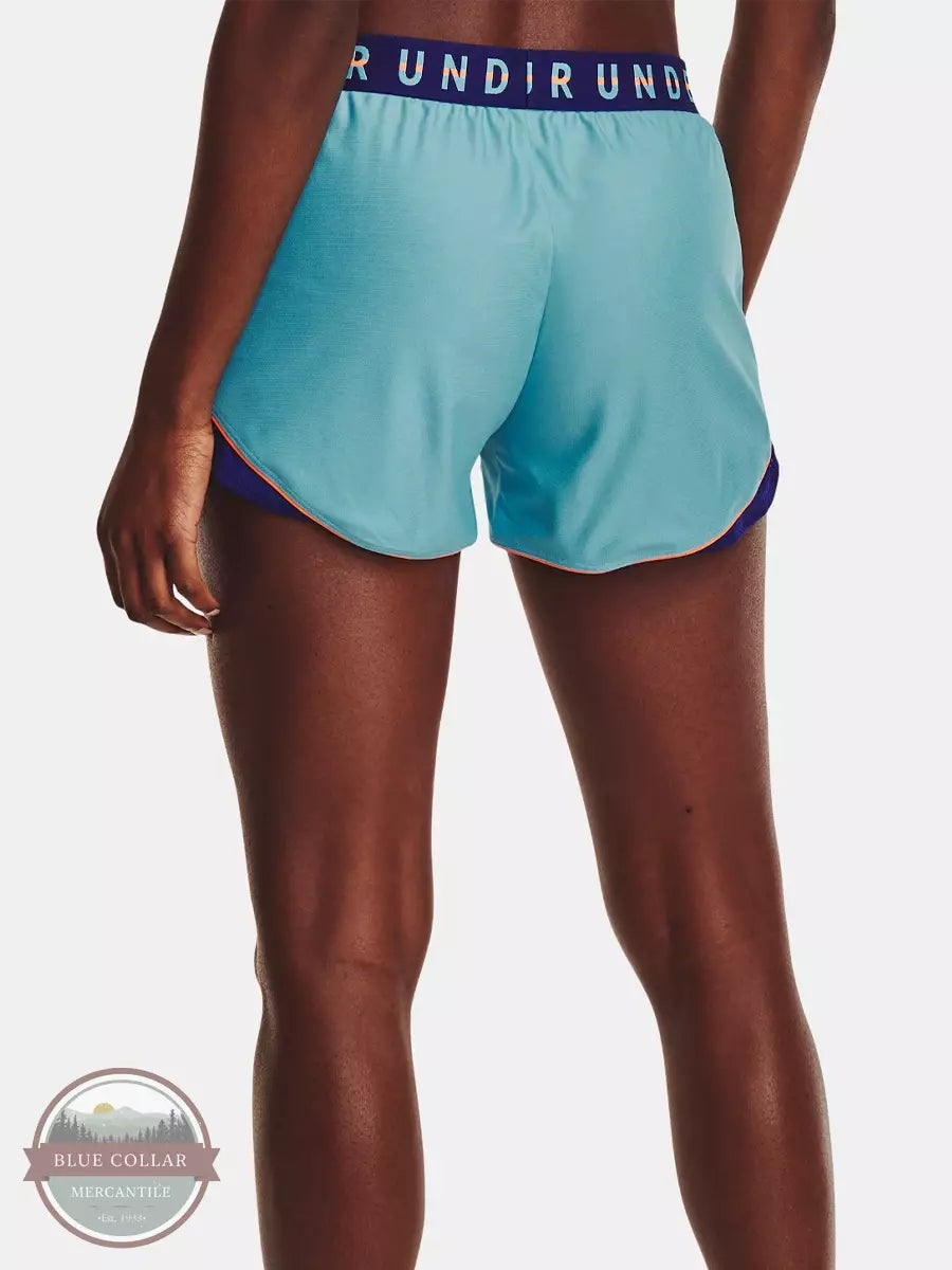 Under Armour 1376987 Play Up Colorblock Shorts Blue Back View