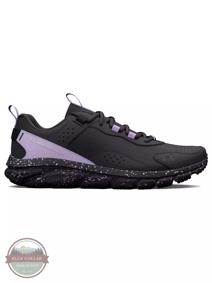 Under Armour 3025751-100 Charged Verssert Speckle Running Shoes in Jet Gray/Nebula Purple Side View