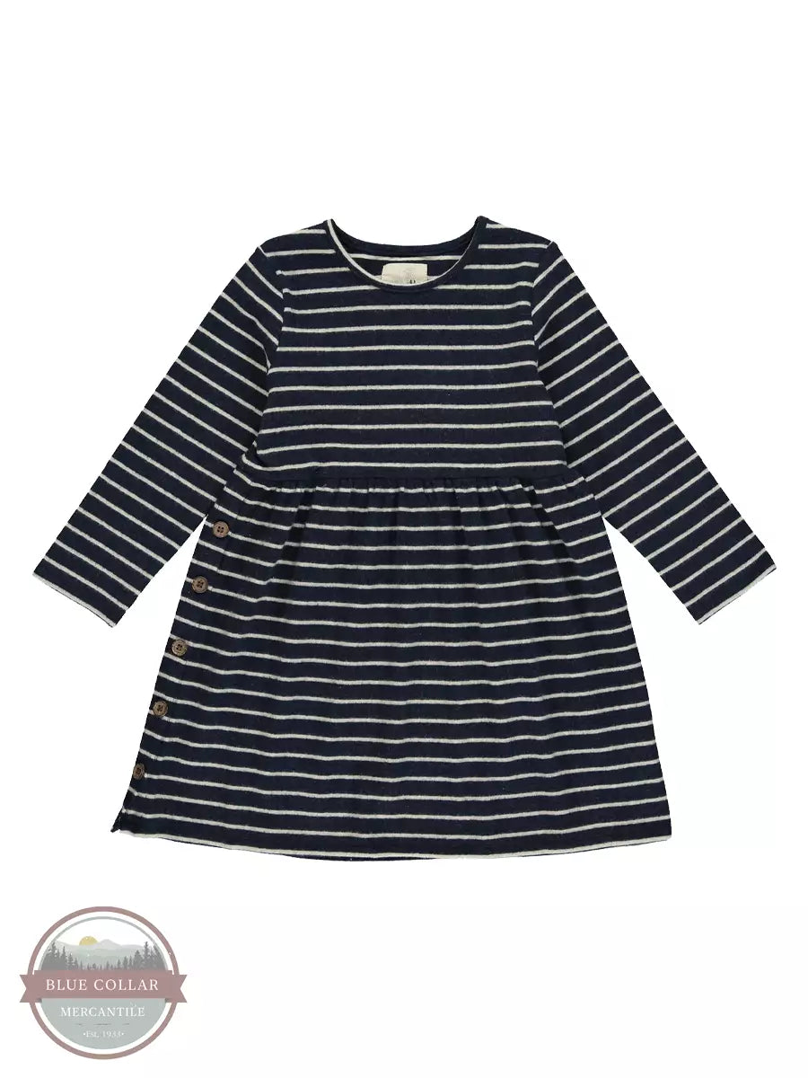 Vignette V709A Madigan Dress in Navy and Cream Stripe Front View