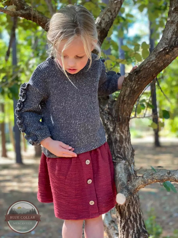 Vignette V752B Mommy and Me Girl's Jess Sweater in Charcoal Life View