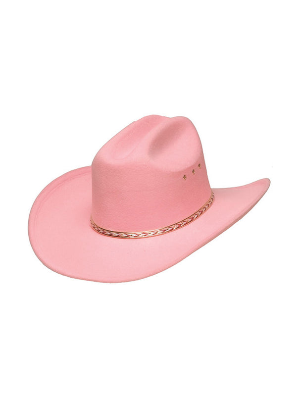 Western Express BFF-26 PNK Girls Pink Faux Felt Western Hat Profile View