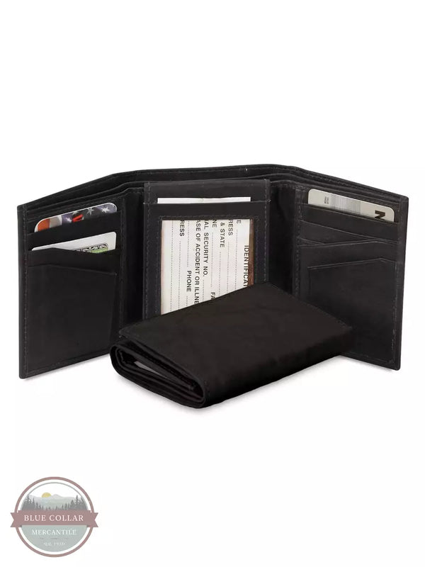 Western Express MIN-2364 Leather Tri-fold Wallet in Black Inside Front Views