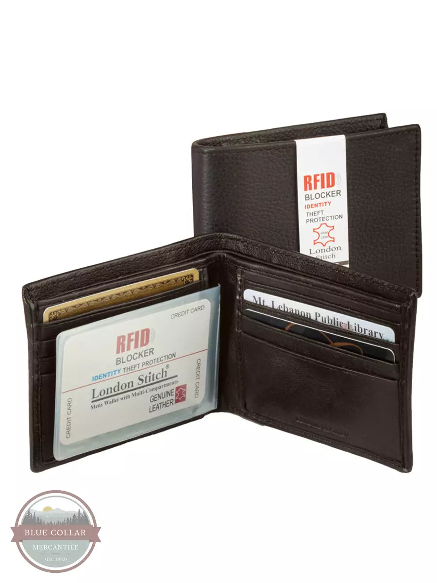 Western Express MIN-51404 RFID Blocker Bi-Fold Wallet Brown Inside Front View