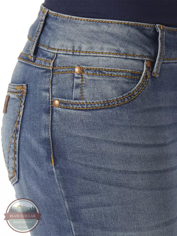 Wrangler 09MWZKM Retro Mae Midrise Bootcut Jeans in KM Wash Detail View